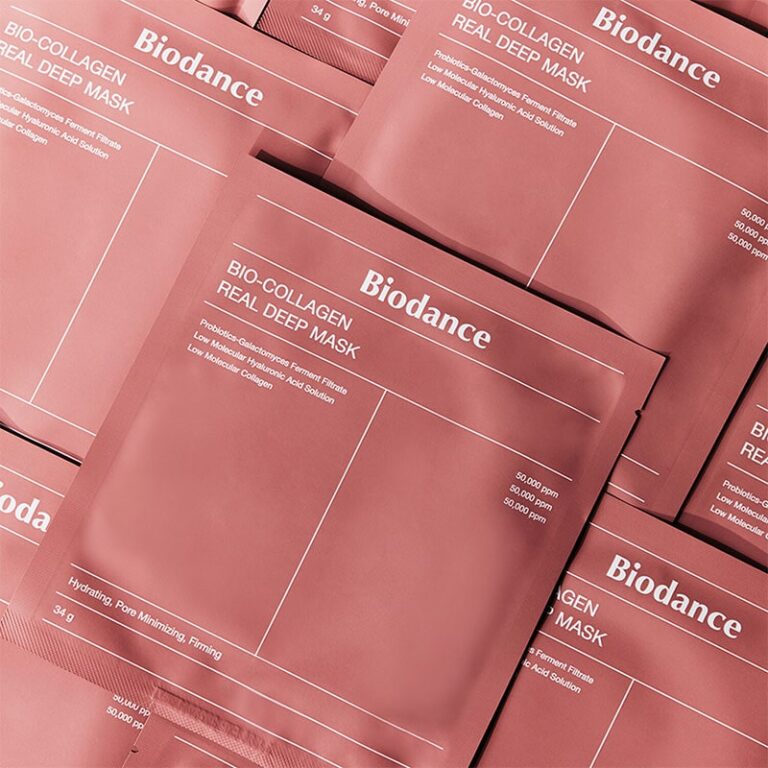 ماسک صورت بایودنس صورتی | ماسک ورقه‌ای روشن‌کننده و آبرسان Biodance Pink Collagen Mask